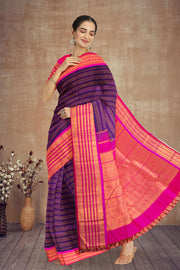 Ripe Plum Korvai Kanjivaram Silk Saree 10075664