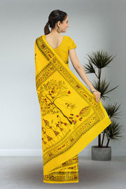 Yellow Warli Print Bengal Cotton Saree 10075306