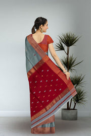 Green Maheshwari Silk Cotton Saree 10075230