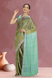 Green South Silk Cotton Saree 10073589