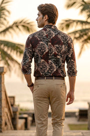 Graphite Black Full Sleeve Ajrakh Printed Cotton Men's Shirt 10076858