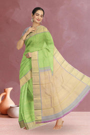 Mint Green Pure Zari Kanjivaram Silk Saree 10062344