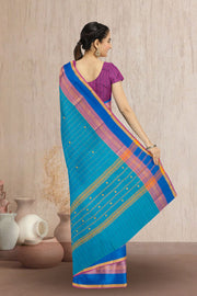Blue Handloom Chettinad Cotton Saree 10072655