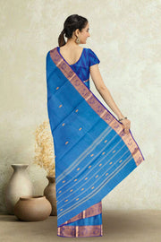 Blue Handloom Chettinad Cotton Saree 10072671