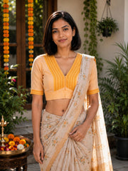 Sherbert Orange Andhra Cotton Blouse 10070424