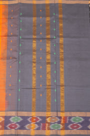 Orange Kanjivaram Silk Cotton Saree with Ikat Border 10077972