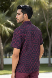 Indigo Handblock Print Pre-Washed Pure Cotton Crop Shirt 10074615