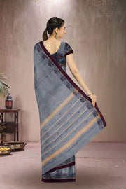 Grey Handloom Chettinad Cotton Saree Without Blouse 10075161