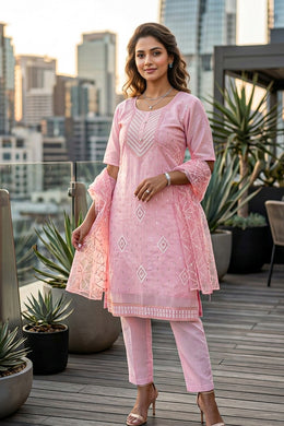 Pink Sequin Embroidery Viscose Silk Salwar Suit 10076191