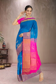 Blue Handloom Kanjivaram Soft Silk Saree 10075686