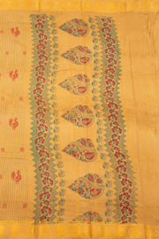 Mustard Yellow Striped Sungudi Saree 10078047