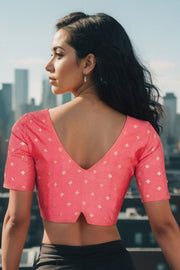 Peach Banarasi Chiniya Silk Blouse 10075017