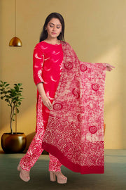 Red Batik Printed Co-ord Set 10066219