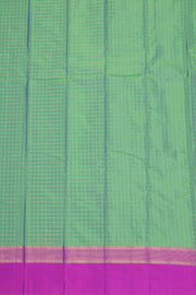 Green Vegan Silk Kanjivaram Saree With Checks Design 10077934