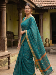 Green Handloom Chettinad Cotton Saree 10077322