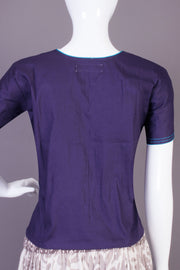 Navy Blue Cotton Crop Top - Avishya