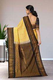 Yellow Gadwal Kuttu Silk Saree 10075426