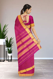 Dark Hot Pink Pure Zari  Kanjivaram Silk Saree 10063313