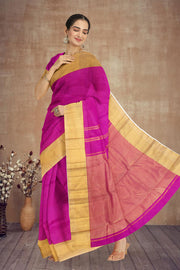 Magenta Pure Zari Korvai Kanjivaram Saree 10059204