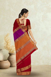 Red Maheshwari Silk Cotton Saree 10075242