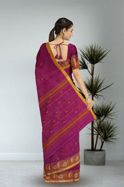 Maroon Handloom Chettinad Cotton Saree 10075076