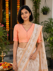 Sherbert Orange Andhra Cotton Blouse 10070426