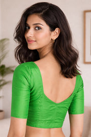 Leaf Green Kanjivaram Soft Silk Blouse 10076991
