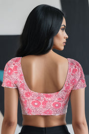 Pink Handblock Printed Cotton Blouse 10075224