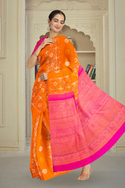 Pumpkin Orange Pure Zari Kanjivaram Rajkot Patola Silk Saree 10062479