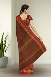 Brown Handloom Chettinad Cotton Saree 10070018