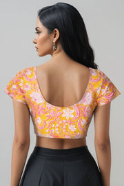Yellow Handblock Printed Cotton Blouse 10075219