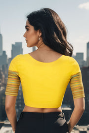 Canary Yellow Andhra Cotton Blouse 10070824