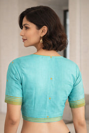 Blue Chanderi Silk Cotton Blouse 10076970