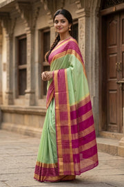 Pista Green Semi Mysore Crepe Silk Saree 10077826