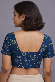 Blue Jahota Printed Cotton Blouse 10072236
