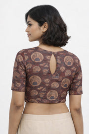 Maroon Hand Block Jahota Printed Cotton Blouse 10074991