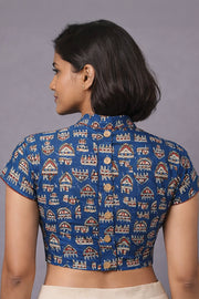 Blue Jahota Printed Cotton Blouse 10073346