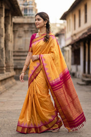 Beige Kanjivaram Silk Saree with Thazhambu Border 10078179