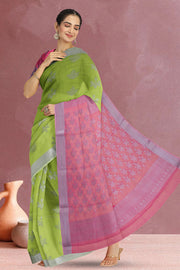 Green South Silk Cotton Saree 10073588