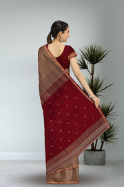 Brown Maheshwari Silk Cotton Saree 10075260