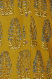 Mustard Yellow Full Sleeve Ajrakh Printed Cotton Mens Shirt 10071154