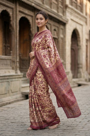 Beige Kani Printed Silk Saree 10077865
