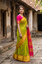 Green Kanjivaram Silk Cotton Saree 10077970