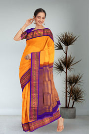 Weebly Orange Korvai Kanjivaram Silk Saree 10075654