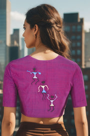Purple Embroidered Mangalgiri Cotton Blouse 10069611