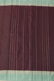 Maroon Vegan Silk Kanjivaram Saree With Checks Design 10077936