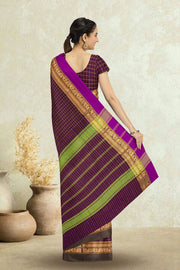 Purple Handloom Chettinad Cotton Saree Without Blouse 10075061