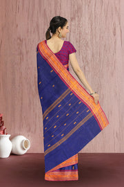 Blue Handloom Chettinad Cotton Saree 10072693