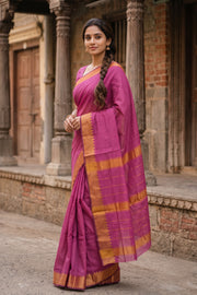 Magenta Pink Kanjivaram Silk Cotton saree 10077964