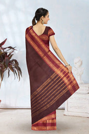Brown Handloom Chettinad Cotton Saree 10075881